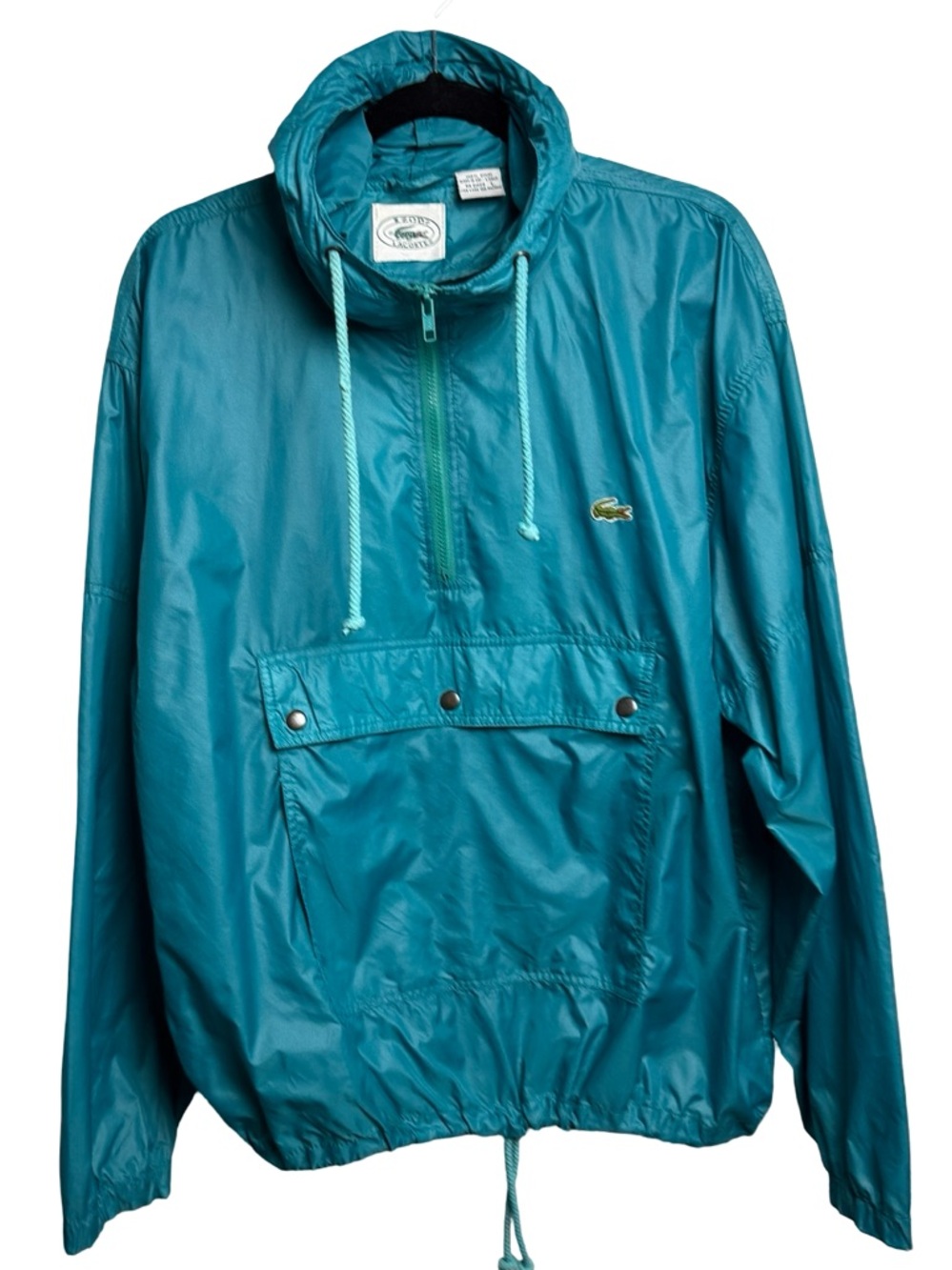 Lacoste Teal Pullover Windbreaker with Front Pocket